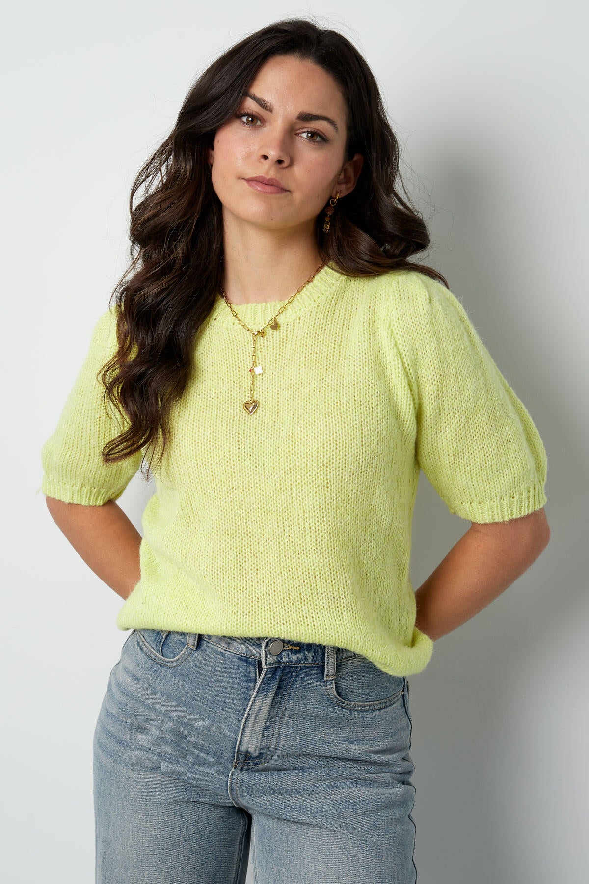 Nylon Women's Short Sleeve Top Knitted Back Tie Design