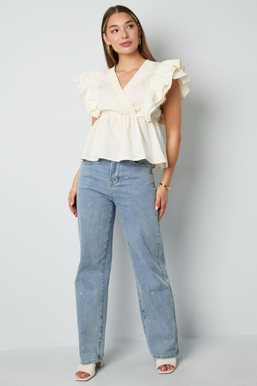 Woven Sleeveless Top Elegant Ruffle Edge Solid Color Spring/Summer