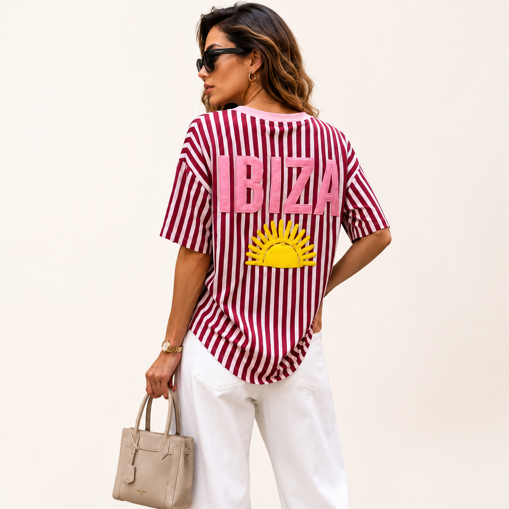 T-shirt Oversize Rayé Ibiza - Col V