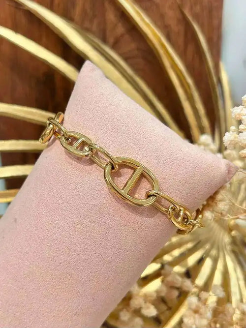 Bracelet à maillons doré en acier inoxydable