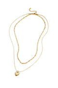 Collier double rang doré avec pendentif cœur en acier inoxydable