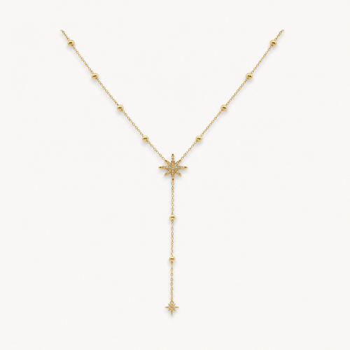 Collier en Y Étoile doré en acier inoxydable